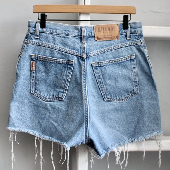 Gitano Women's VTG Light Wash Blue Denim Cut-Off High Rise Jeans Shorts Size 10 - Picture 2 of 5